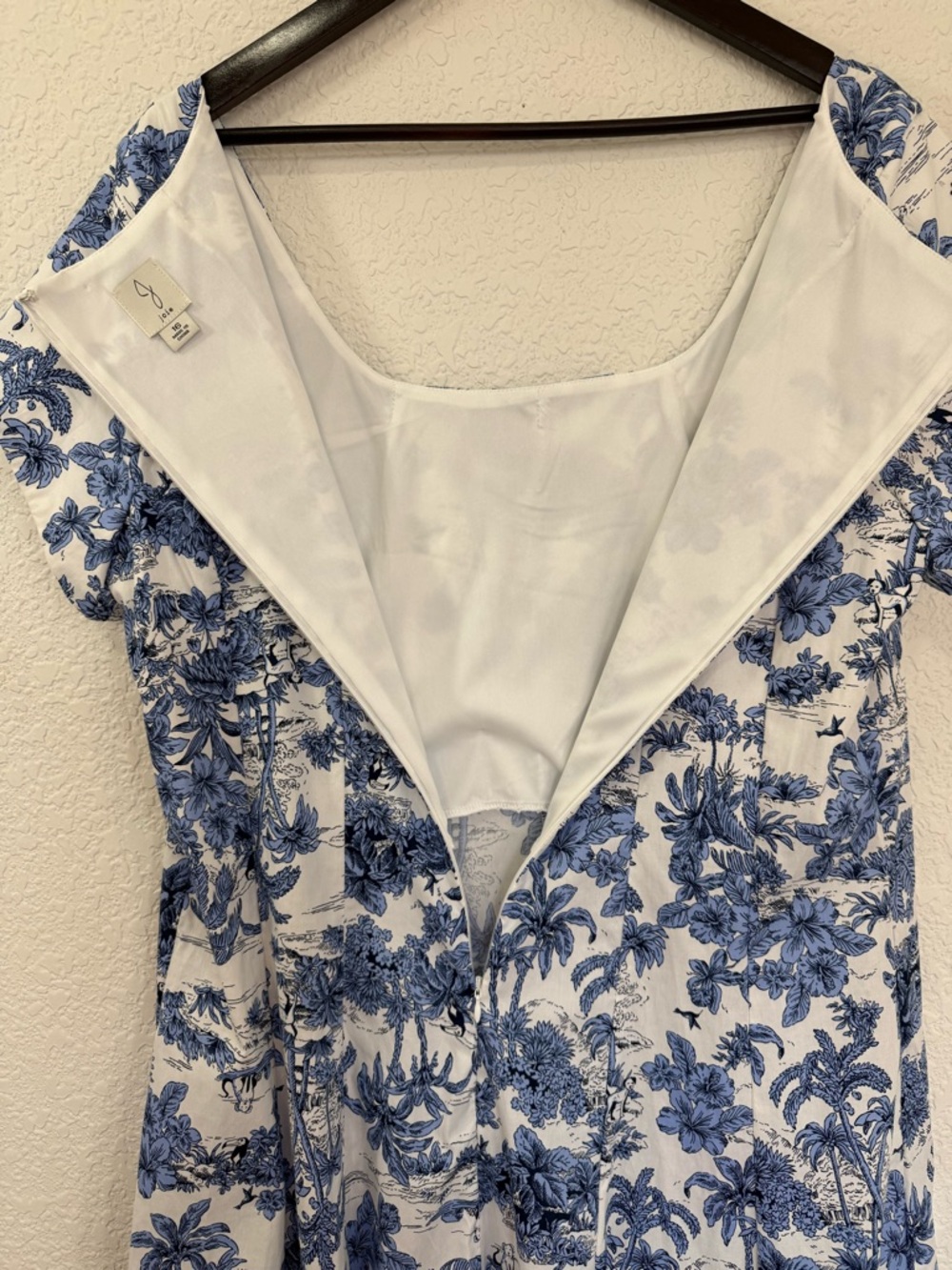 Joie Blue White Toile Midi Dress | Cottagecore | Summer Coastal Chic | Size 16 - Picture 8 of 13